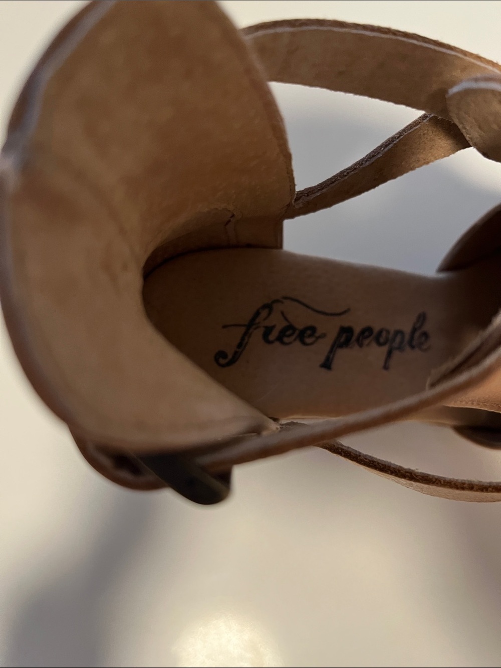 Free People Cedar Tan Leather Clog Mules with Cross Strap - Picture 4 of 7